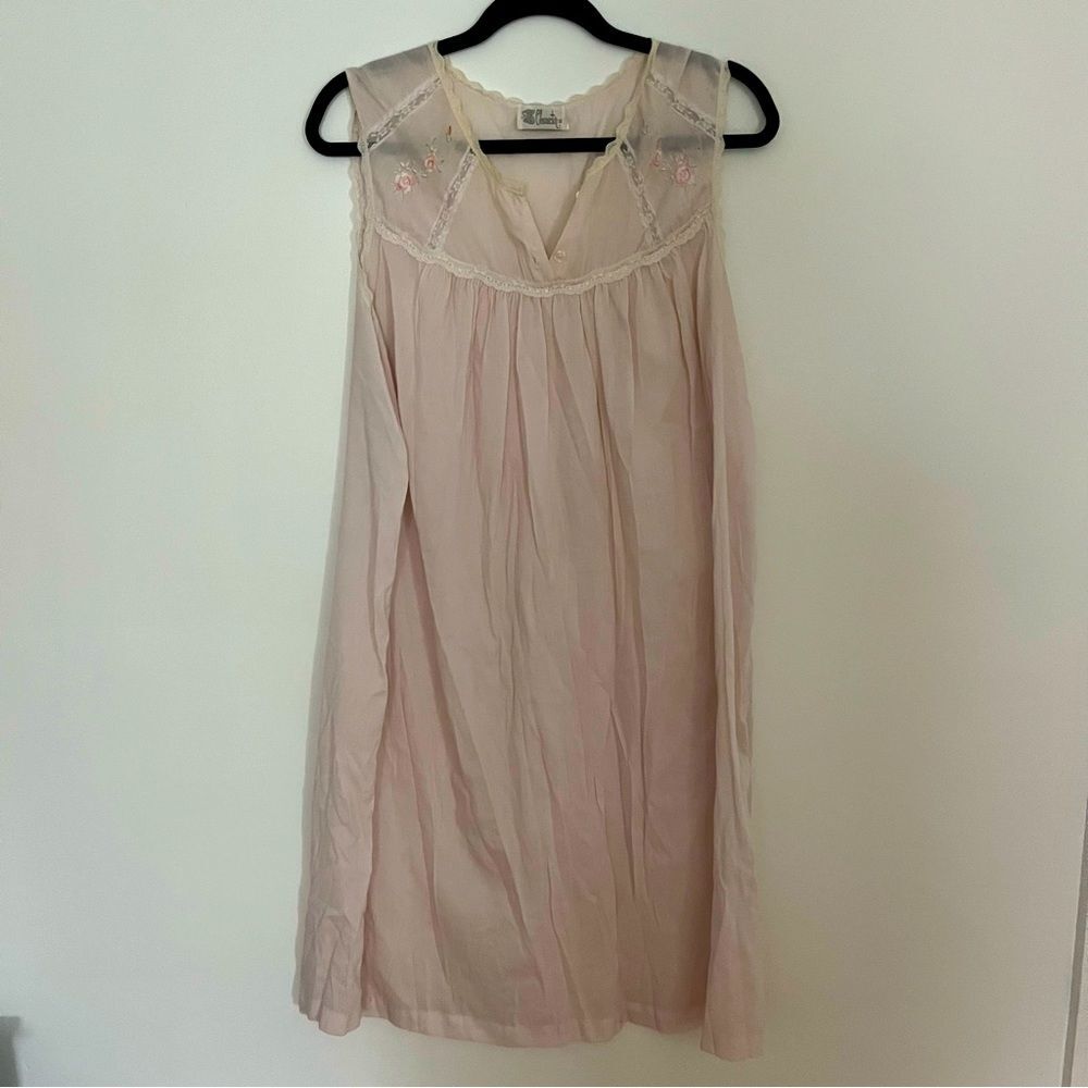 Vintage Feminine Cotton Blend Lace and Embroidered Nightgown by Character